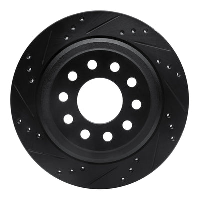R1 03-11 Lincoln Town Car Rear Left Drilled & Slotted Black Brake Rotor
