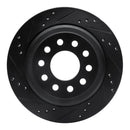 R1 03-11 Lincoln Town Car Rear Left Drilled & Slotted Black Brake Rotor
