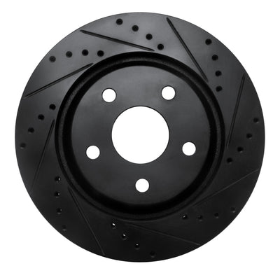 R1 12-18 Jeep Wrangler Front Right Drilled & Slotted Black Brake Rotor
