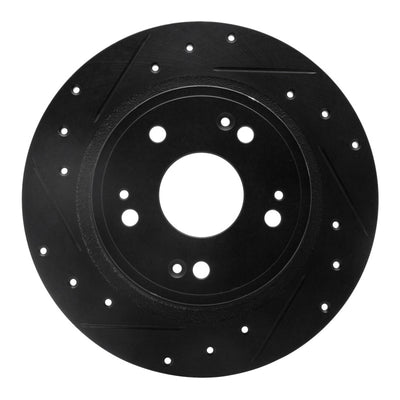 R1 05-17 Honda Accord Rear Left Drilled & Slotted Black Brake Rotor