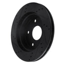 R1 05-11 Dodge Dakota RWD Front Right Drilled & Slotted Black Brake Rotor