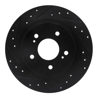 R1 1984-1988 Nissan 200SX Rear Left Drilled & Slotted Black Brake Rotor