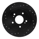 R1 1984-1988 Nissan 200SX Rear Left Drilled & Slotted Black Brake Rotor