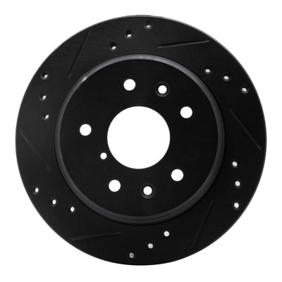R1 86-91 Mazda RX-7 Rear Left Drilled & Slotted Black Brake Rotor