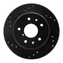 R1 86-91 Mazda RX-7 Rear Left Drilled & Slotted Black Brake Rotor