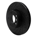 R1 00-03 BMW 540I Front Left Drilled & Slotted Black Brake Rotor