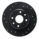 R1 90-93 Asuna SUNFIRE Rear Left Drilled & Slotted Black Brake Rotor