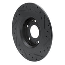 R1 13-25 Mitsubishi Eclipse Cross Rear Left Drilled & Slotted Black Brake Rotor