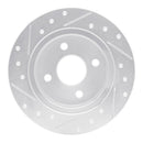 R1 91-98 Saturn SC1 Rear Right Drilled & Slotted Silver Brake Rotor