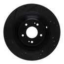R1 11-17 Hyundai Equus Rear Right Drilled & Slotted Black Brake Rotor