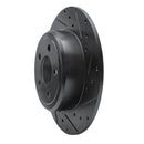 R1 05-23 Chrysler 300 Front & Rear Drilled & Slotted Black Brake Rotor Set