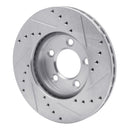 R1 91-00 Ford Taurus (Excl SHO) Front Left Drilled & Slotted Silver Brake Rotor