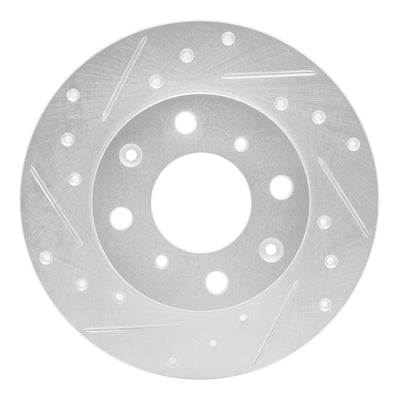 R1 84-87 Honda Civic Hatchback Front Left Drilled & Slotted Silver Brake Rotor
