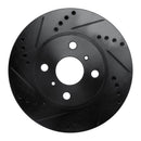 R1 04-06 Scion XB Front Left Drilled & Slotted Black Brake Rotor