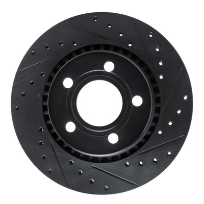 R1 80-86 Audi 5000CS Turbo Quattro Front Right Drilled & Slotted Black Brake Rotor