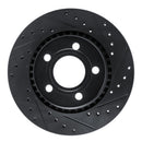 R1 80-86 Audi 5000CS Turbo Quattro Front Right Drilled & Slotted Black Brake Rotor