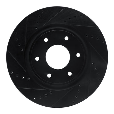 R1 05-07 Infiniti QX56 Front Left Drilled & Slotted Black Brake Rotor