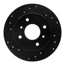 R1 90-06 Infiniti G20 Rear Left Drilled & Slotted Black Brake Rotor