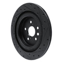 R1 2020-2025 Lexus RX350 Rear Left Drilled & Slotted Black Brake Rotor