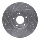 R1 2007-2009 Hyundai Santa Fe Front Right Drilled & Slotted Silver Brake Rotor