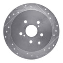 R1 10-20 Lexus RX450h Rear Right Drilled & Slotted Silver Brake Rotor