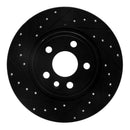 R1 15-20 Jaguar E-Pace Rear Left Drilled & Slotted Black Brake Rotor