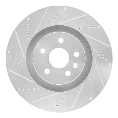 R1 2009-2015 Cadillac CTS Front Left Drilled & Slotted Silver Brake Rotor