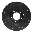 R1 07-17 Chrysler 200 Rear Left Drilled & Slotted Black Brake Rotor