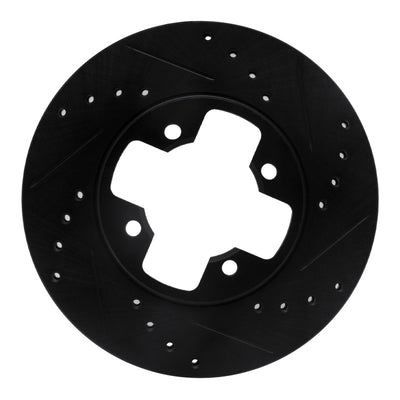 R1 79-83 Nissan 280ZX Front Right Drilled & Slotted Black Brake Rotor