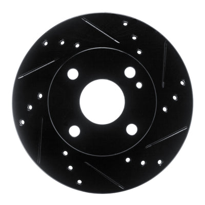 R1 90-93 Mazda Miata Front Right Drilled & Slotted Black Brake Rotor