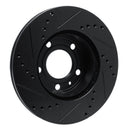 R1 82-90 Volvo 740 Front Right Drilled & Slotted Black Brake Rotor