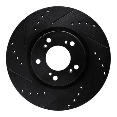 R1 00-09 Honda S2000 Front Left Drilled & Slotted Black Brake Rotor