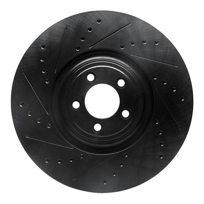 R1 10-24 Jaguar XF Front Left Drilled & Slotted Black Brake Rotor