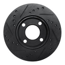 R1 84-87 Audi Coupe Front Right Drilled & Slotted Black Brake Rotor