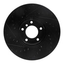 R1 00-03 BMW 530I Front Right Drilled & Slotted Black Brake Rotor