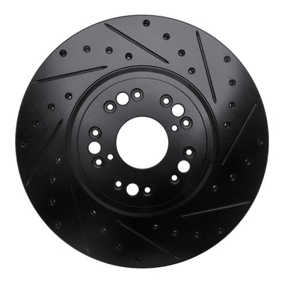 R1 95-00 Lexus LS400 Front Right Drilled & Slotted Black Brake Rotor