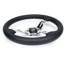 NRG Light Weight Gaming Steering Wheel - Splitz Chrome Silver Spokes Perforated Leather