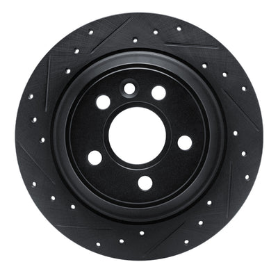 R1 07-10 Volvo S80 Rear Left Drilled & Slotted Black Brake Rotor