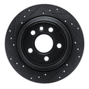 R1 07-10 Volvo S80 Rear Left Drilled & Slotted Black Brake Rotor