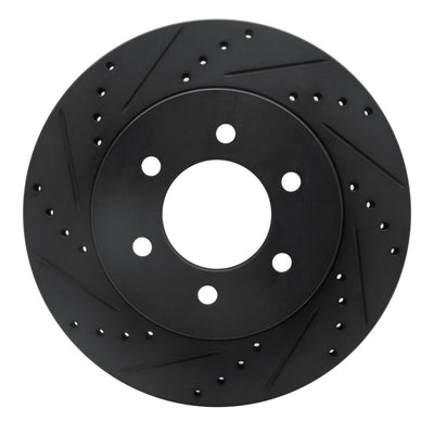 R1 04-08 Ford F-150 4WD Front Left Drilled & Slotted Black Brake Rotor