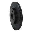 R1 07-14 Nissan Cube Front Right Drilled & Slotted Black Brake Rotor