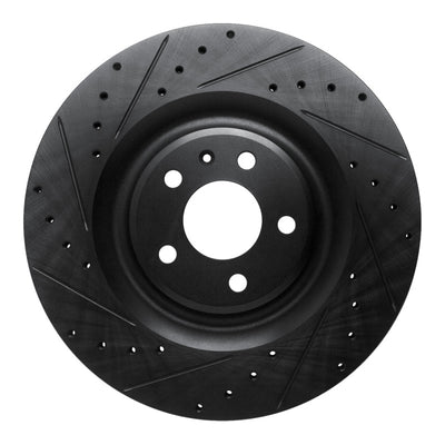 R1 2017-2025 Audi Q8 e-Tron Sportback Rear Left Drilled & Slotted Black Brake Rotor