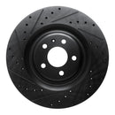 R1 2017-2025 Audi Q8 e-Tron Sportback Rear Left Drilled & Slotted Black Brake Rotor