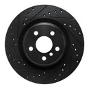 R1 -24 BMW M235I xDrive Gran Coupe Rear Left Drilled & Slotted Black Brake Rotor