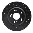 R1 00-09 Honda S2000 Rear Right Drilled & Slotted Black Brake Rotor