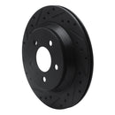 R1 94-04 Ford Mustang Rear Left Drilled & Slotted Black Brake Rotor