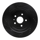 R1 16-24 Cadillac ATS Rear Right Drilled & Slotted Black Brake Rotor