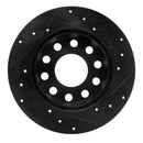 R1 00-08 Audi A4 (USA/Canada) Rear Left Drilled & Slotted Black Brake Rotor