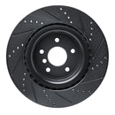 R1 16-24 Jaguar XF Rear Left Drilled & Slotted Black Brake Rotor