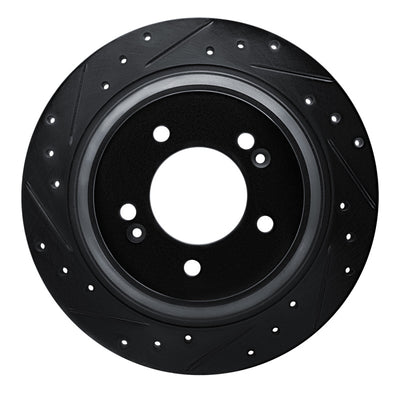 R1 17-23 Hyundai Kona EV Rear Left Drilled & Slotted Black Brake Rotor